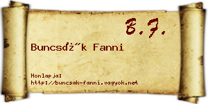 Buncsák Fanni névjegykártya
